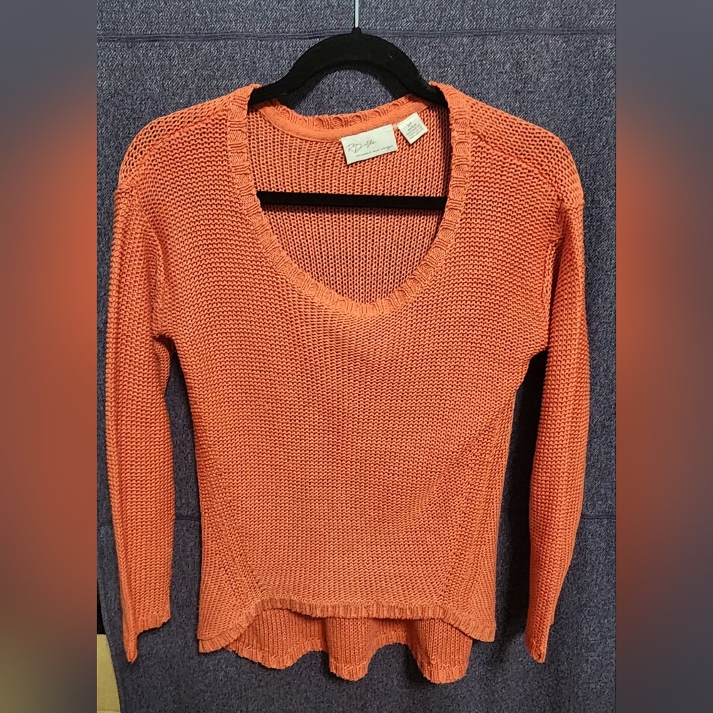 RD Style Vibrant Orange V-Neck Sweater